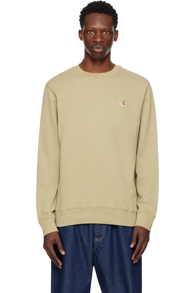 

Свитшот с вышивкой лисья голова Regular Maison Kitsuné, цвет canvas