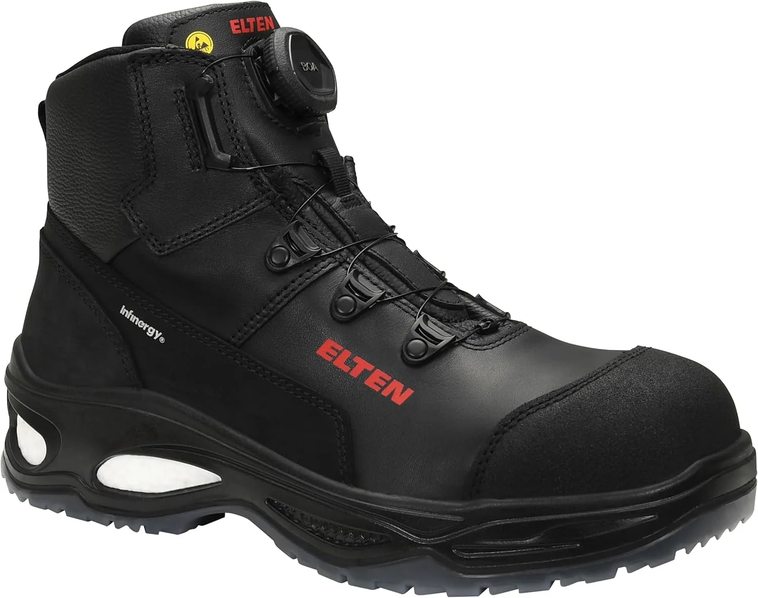 Защитные ботинки ELTEN Miles BOA Mid ESD S3, женские и мужские, кожаные, с композитным защитным носком (легче стального), классическая модель, черный