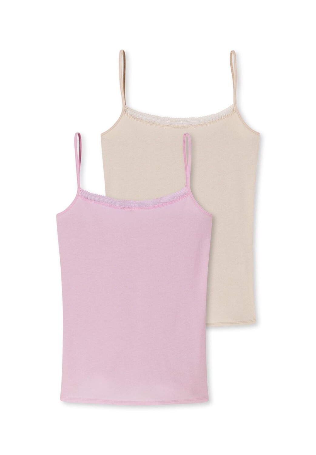 

Комплект топов-спагетти, 2 комплекта из хлопкового кружева SCHIESSER, цвет Rosa Beige