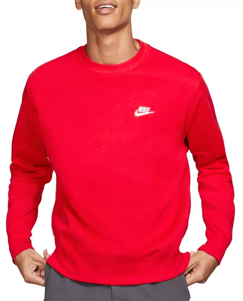 

Мужская флисовая толстовка с круглым вырезом Nike Sportswear Club, цвет University Red/White