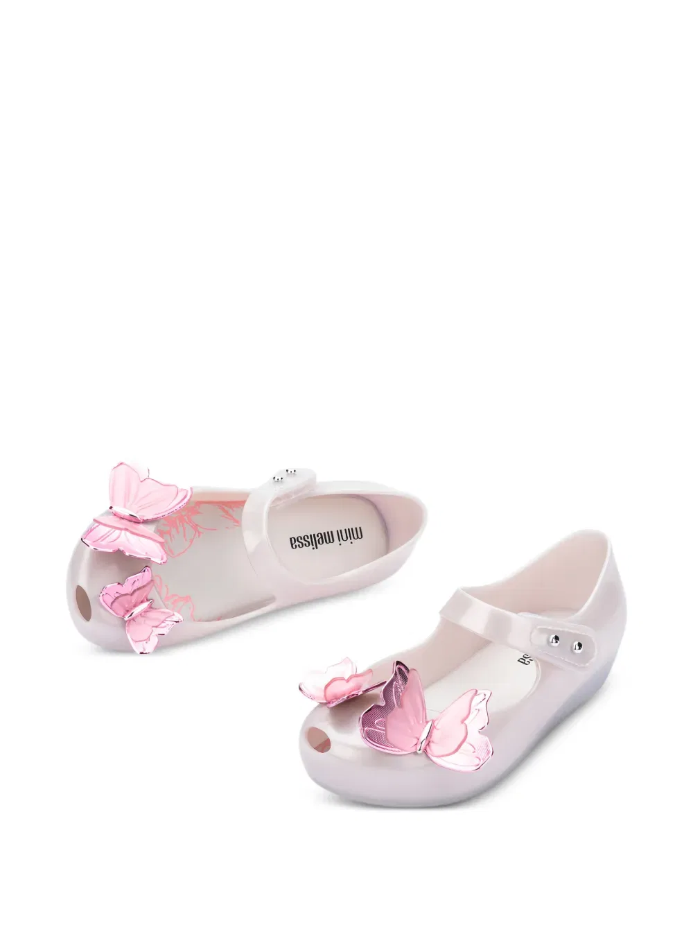 Балетки с аппликацией в виде бабочек Mini Melissa, нейтральный — фото 3