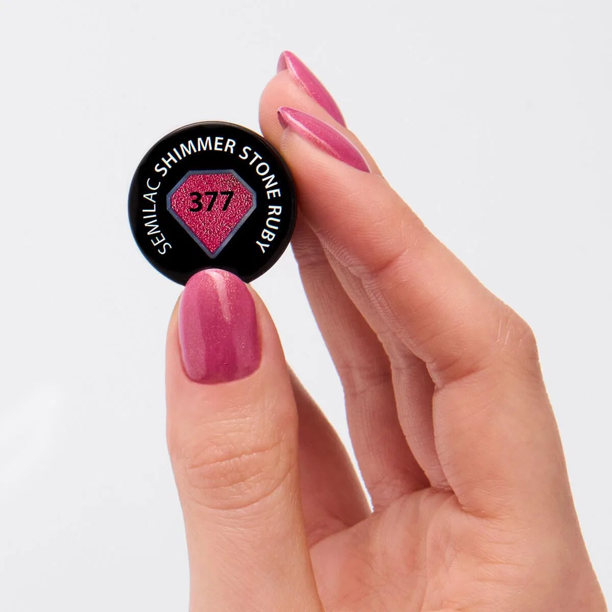 Гибридный UV-гель-лак Semilac «377 Shimmer Stone Ruby» 7 мл Semilac, 377 Shimmer Stone Ruby — фото 2