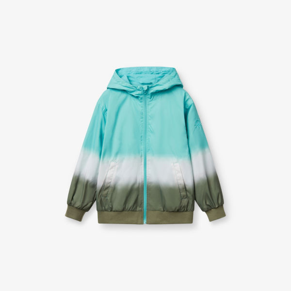 

Куртка Benetton с капюшоном, бирюзовый / белый / хаки