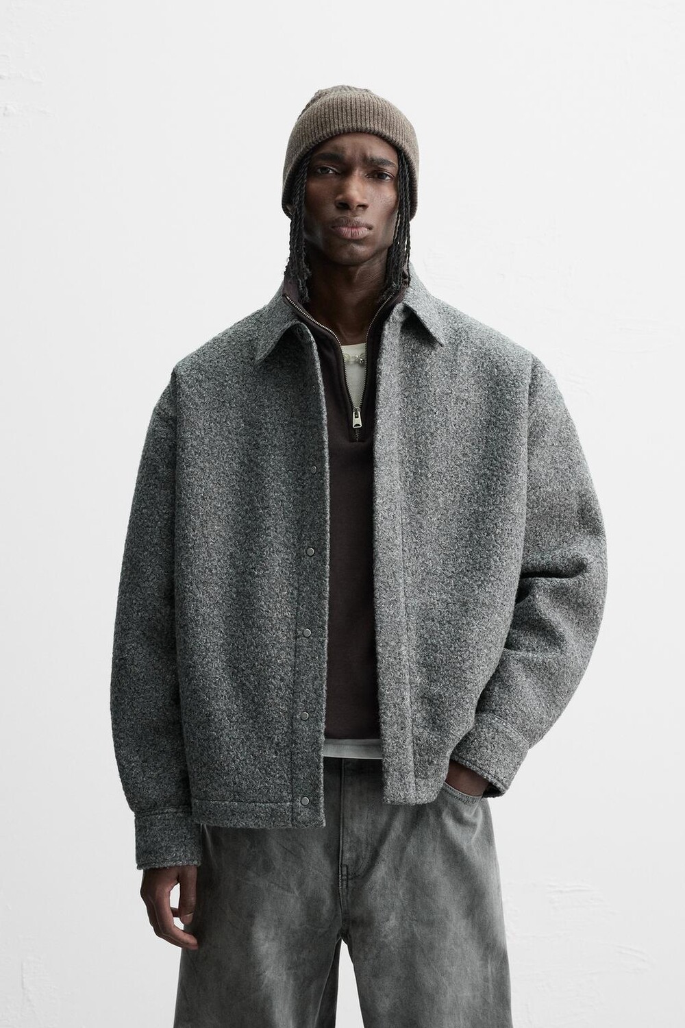 

Рубашка из букле ZARA, серый