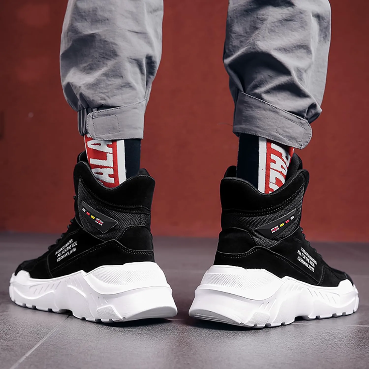 

Кроссовки GSIGUL для мужчин, модные высокие кеды, мужские беговые кроссовки, спортивная и повседневная обувь для тренировок и прогулок, черный