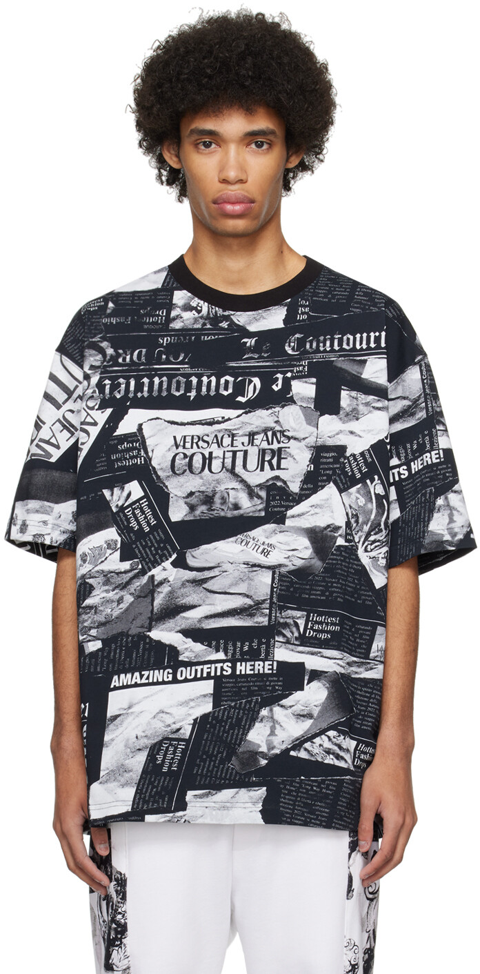 

Черная футболка с журналом Versace Jeans Couture, цвет Black