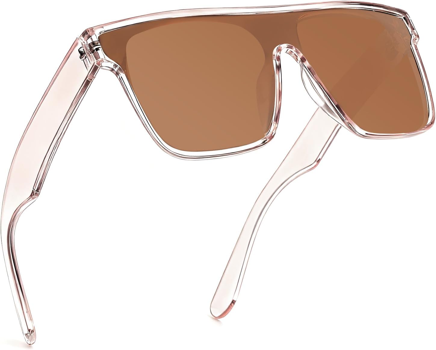 

Солнцезащитные очки GLINDAR увеличенного квадратного размера с поляризацией для мужчин и женщин, цельные солнцезащитные очки с защитой от УФ-излучения UV400, Transparent Brown Frame / Polarized Brown Lens