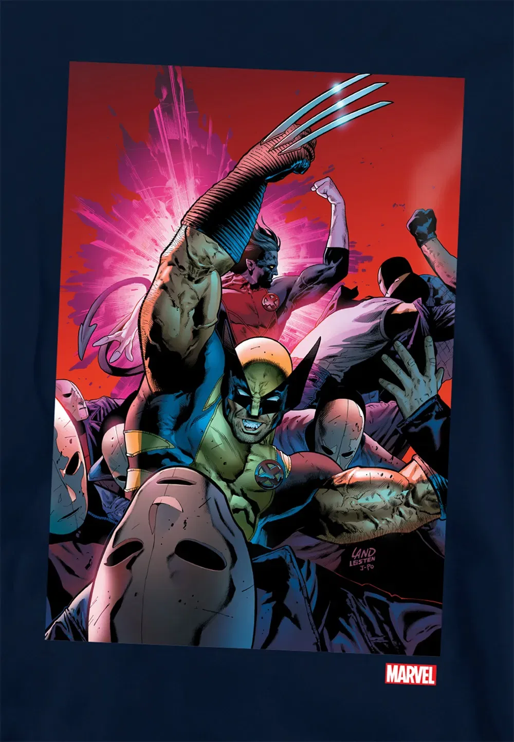 Детский худи с принтом X-Men Marvel, темно-синий — фото 2