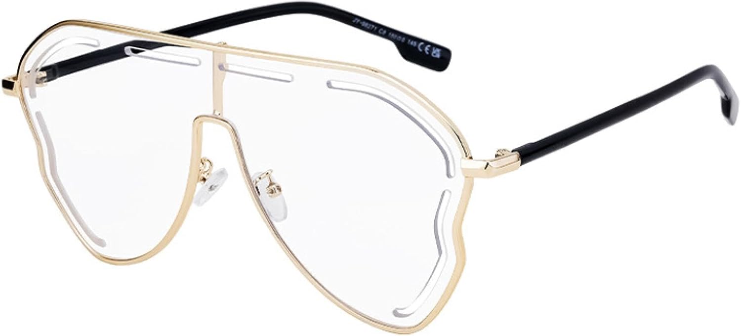 

Большие солнцезащитные очки-щиток в стиле панк для женщин, роскошные, с металлическим корпусом, в большой оправе, с защитой от УФ-излучения UV400 TOIPASTN, C8goldwhite