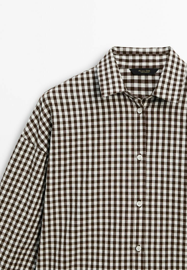 

Блузка на пуговицах GINGHAM Massimo Dutti, темно-коричневый