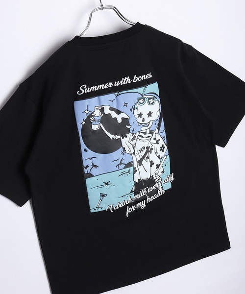 

Футболка с коротким рукавом, принт (кот/скелет) WESTSEA, черный