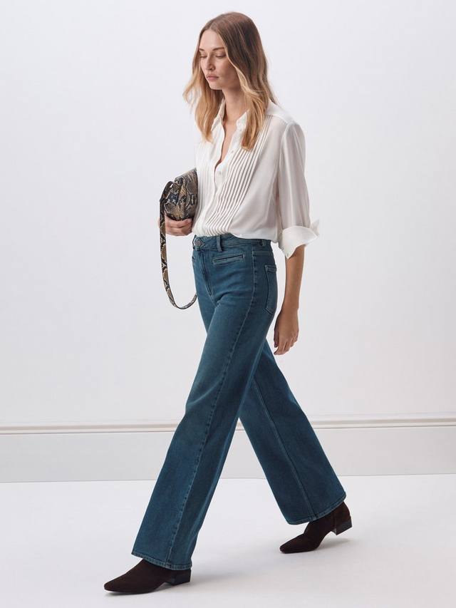 

Rowan Welt Pocket расклешенные джинсы HUSH, Green Blue Denim