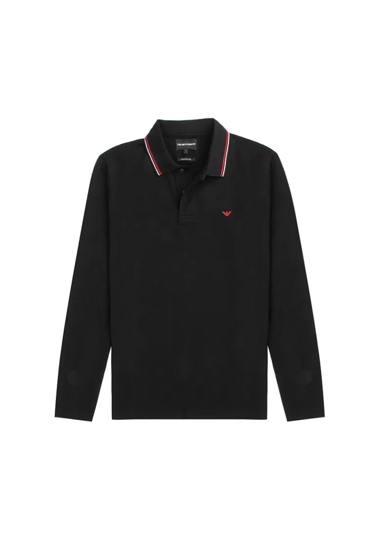 Мужское поло с длинным рукавом, черное, модель 8N1FB5 1JPTZ Emporio Armani