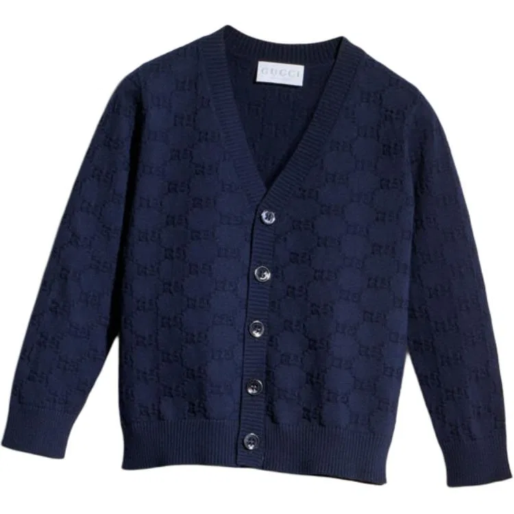 Свитер детский V-образный вырез GUCCI Marine Blue — фото 4