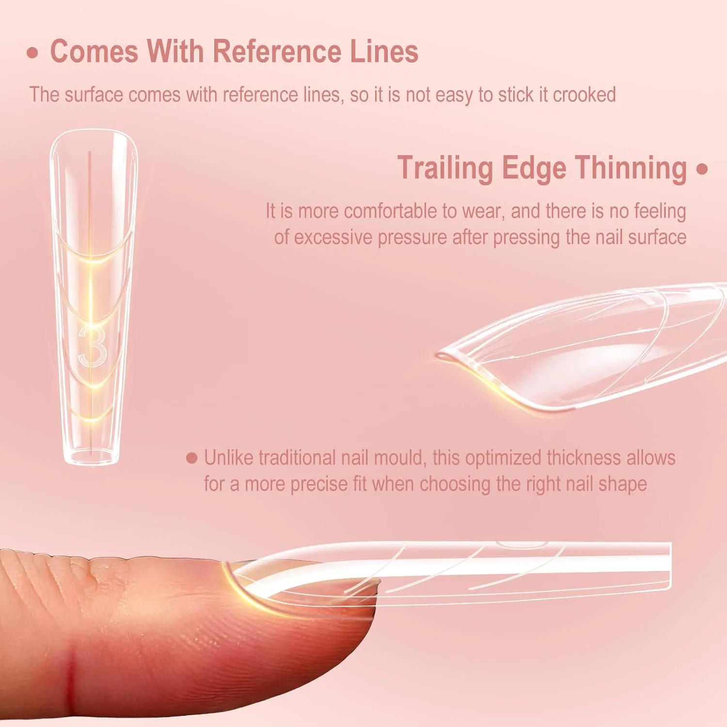 Набор двухсторонних форм для наращивания гелевых ногтей Sandwich Dual Nail Forms, 240 шт. Ngokpyd, Long Coffin — фото 3