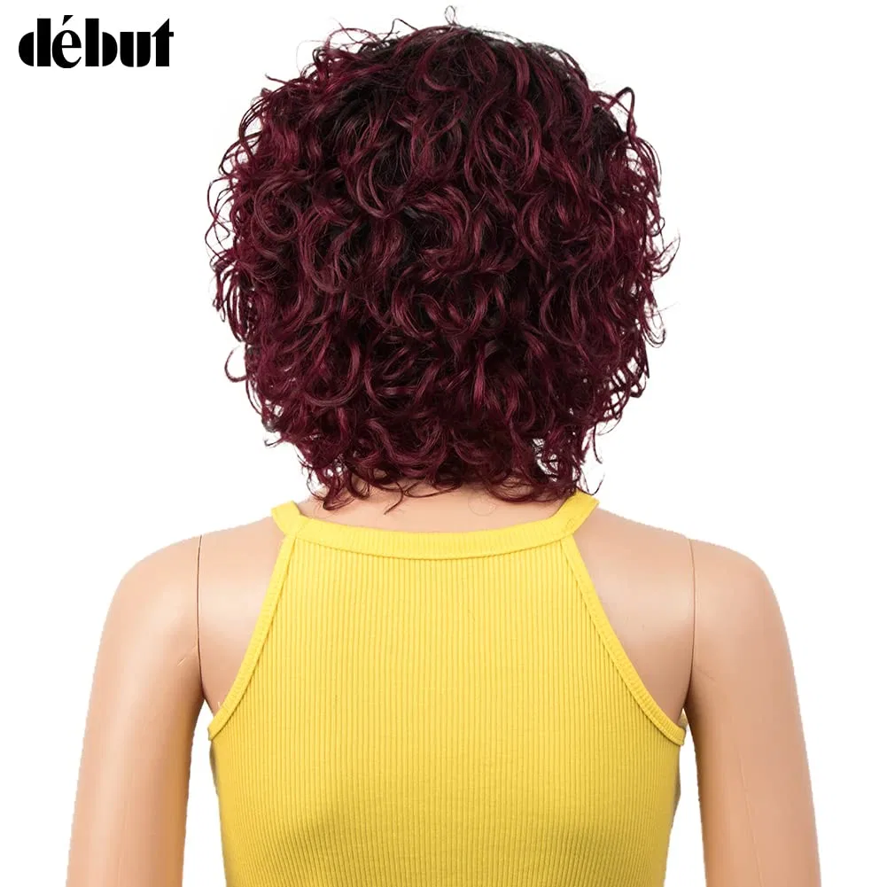 Женский короткий парик-каре с челкой из натуральных волос 25 см Ombre Red Début, Ombre Red — фото 3