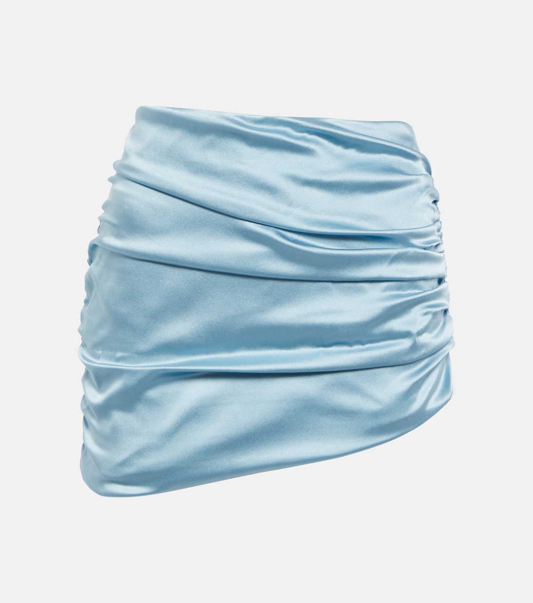 

Асимметричная атласная мини-юбка с рюшами Alessandra Rich, Pale Blue