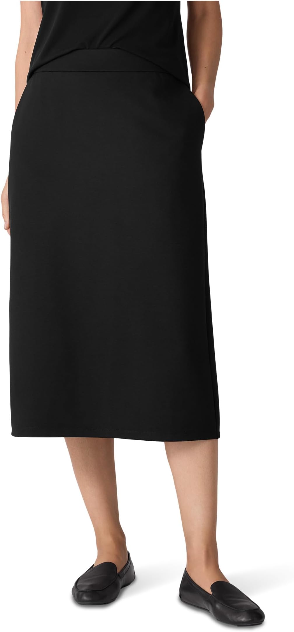 

Юбка Eileen Fisher Washable Flex Ponte Calf Length Skirt, черный