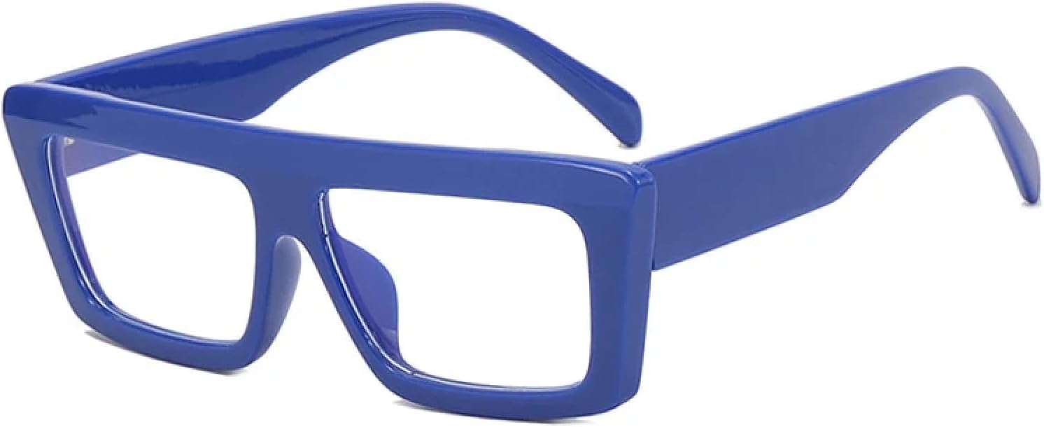 

Женские солнцезащитные очки в толстой оправе, ретро-солнцезащитные очки, винтажные маленькие мужские солнцезащитные очки, роскошные очки с защитой от УФ-излучения UV400 TKKTLLT, Blue Clear