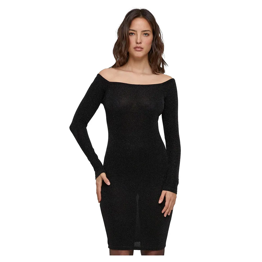 

Платье Urban Classics Off Shoulder Glitter long sleeve, черный