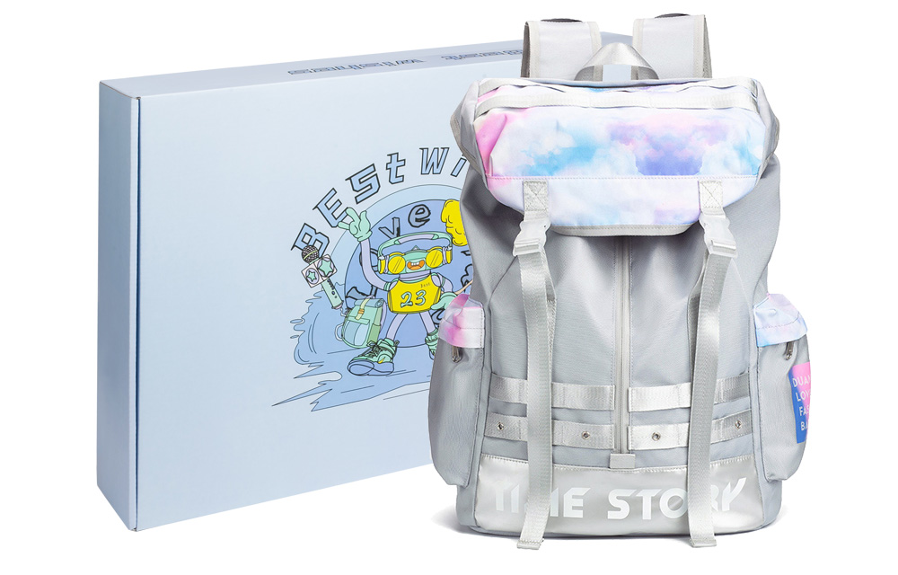 

LOVERPUSS Большой унисекс рюкзак из полиэстера переливающегося серого цвета, Dazzling Color Gray[Box Limited Edition]