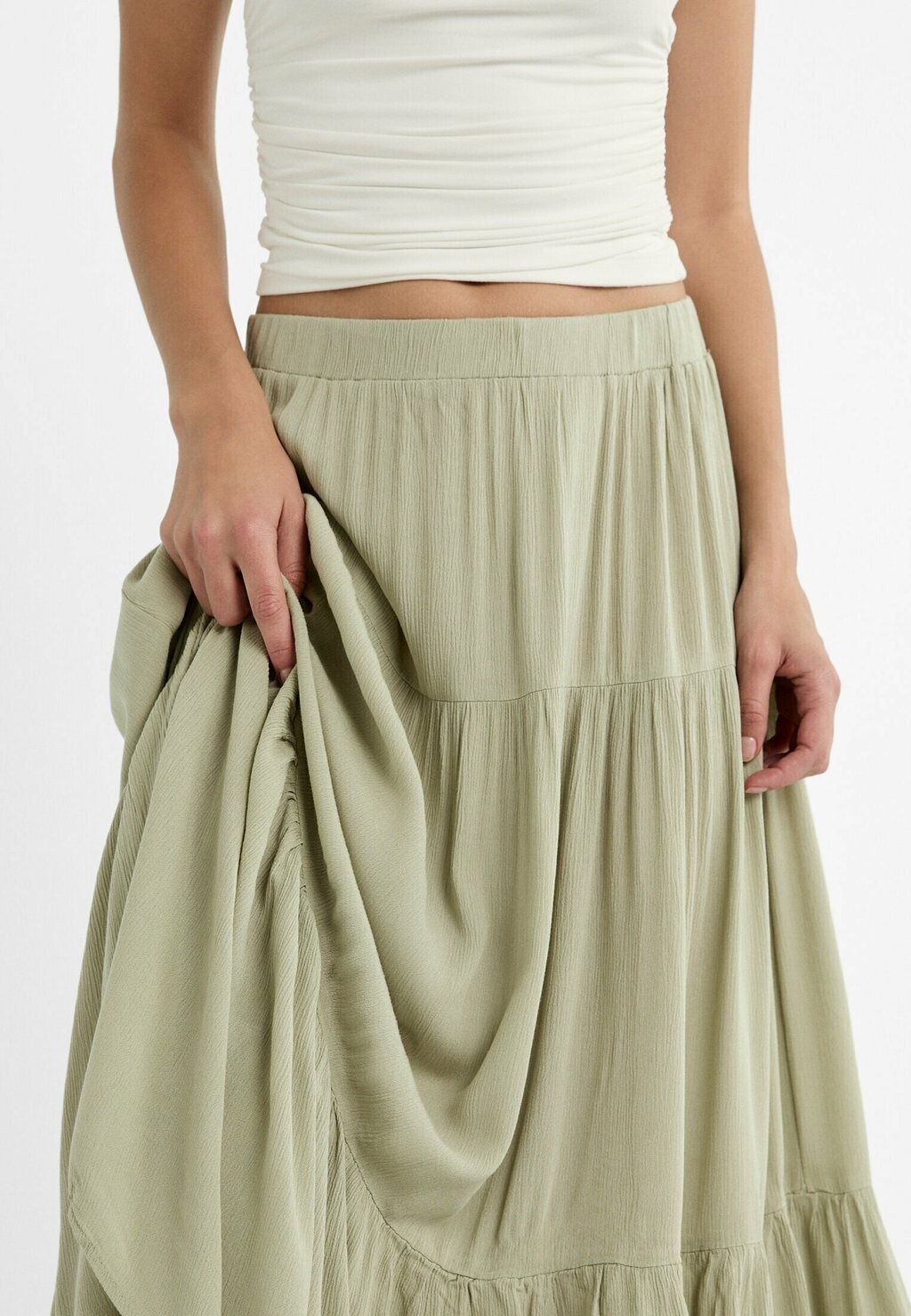 

Юбка макси PEASANT Stradivarius, темно-зеленый