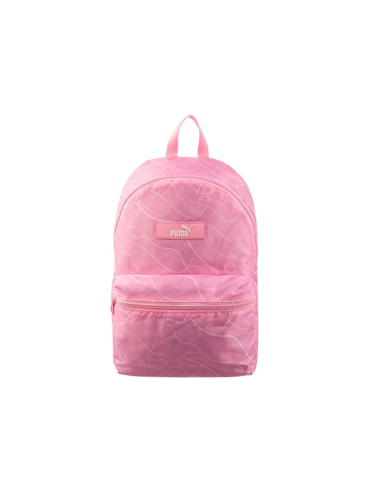 

Рюкзак Core Pop Backpack объемом 12 литров в розово-сиреневом цвете с граффити. Puma
