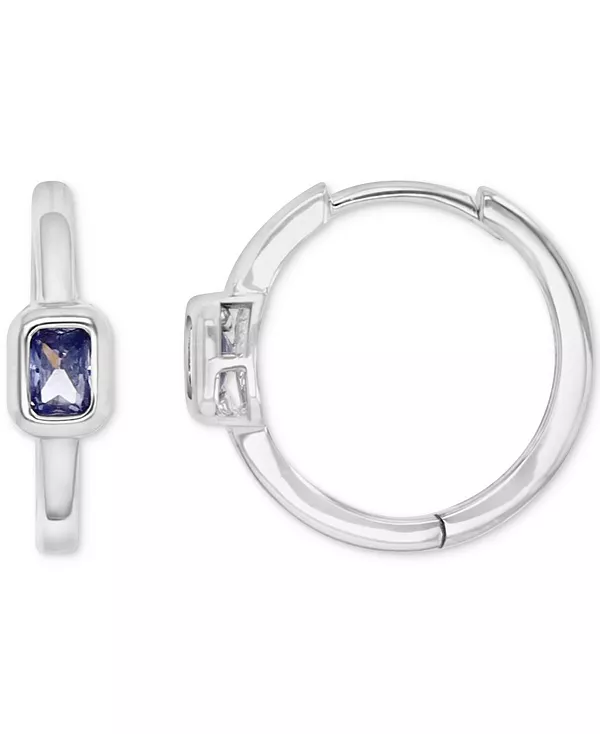 

Маленькие полированные серьги-кольца с прямоугольной оправой из кубического циркония, 0,61 дюйма Macy'S, blue