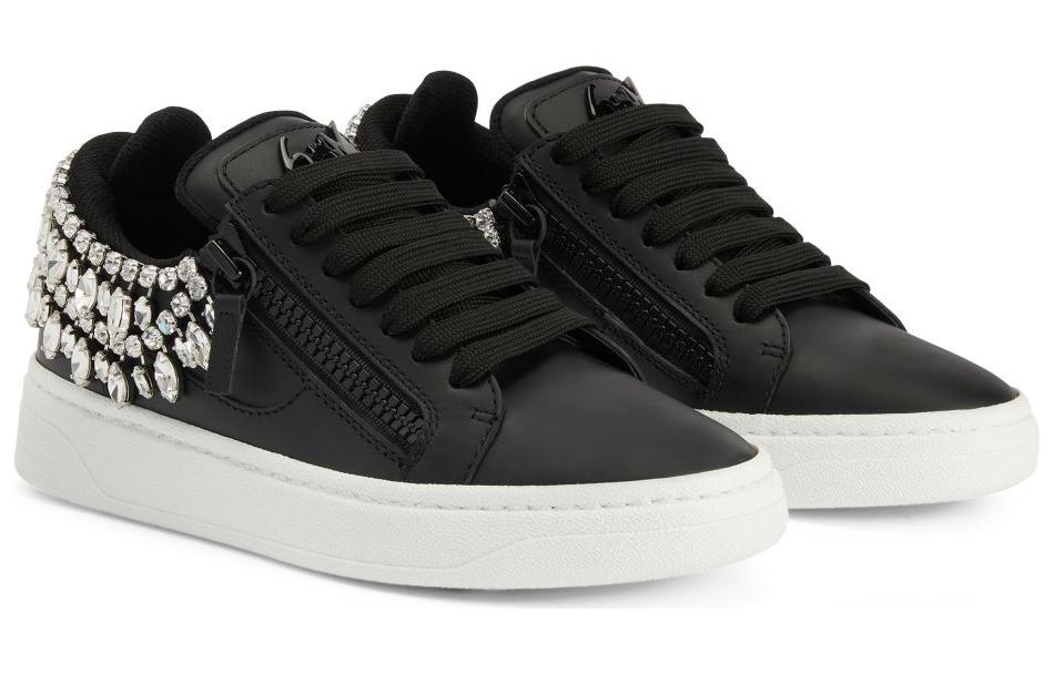 Кроссовки женские Giuseppe Zanotti низкие черные с кристаллами