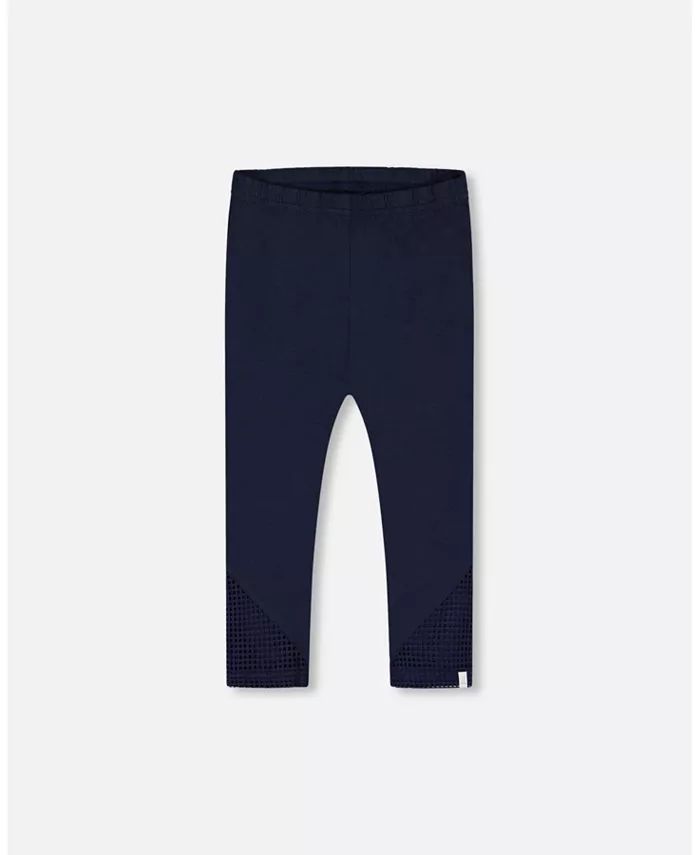 

Органические хлопковые капри-леггинсы с сеткой для девочек Toddler Girls Organic Cotton Capri Leggings With Mesh, цвет Navy Blue - размер Toddler|Child Deux par Deux, синий