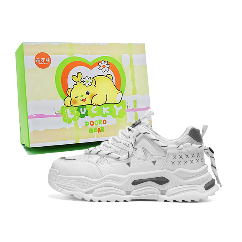 

Нескользящие и дышащие низкие массивные кроссовки для мужчин Budding Bear, White Gray