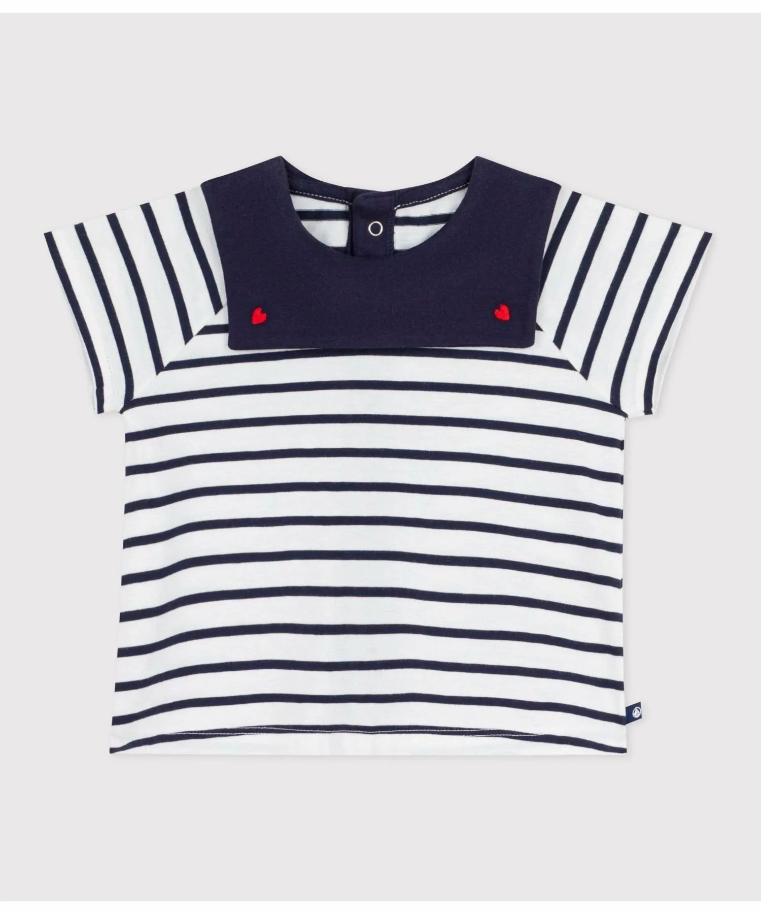 Блузка Marinière с короткими рукавами PETIT BATEAU, Off-white/Navy — фото 4