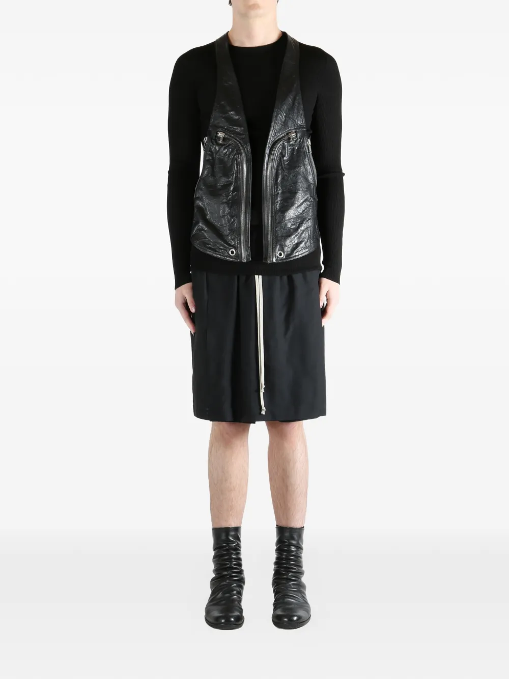 Кожаный жилет на молнии Rick Owens, черный — фото 2