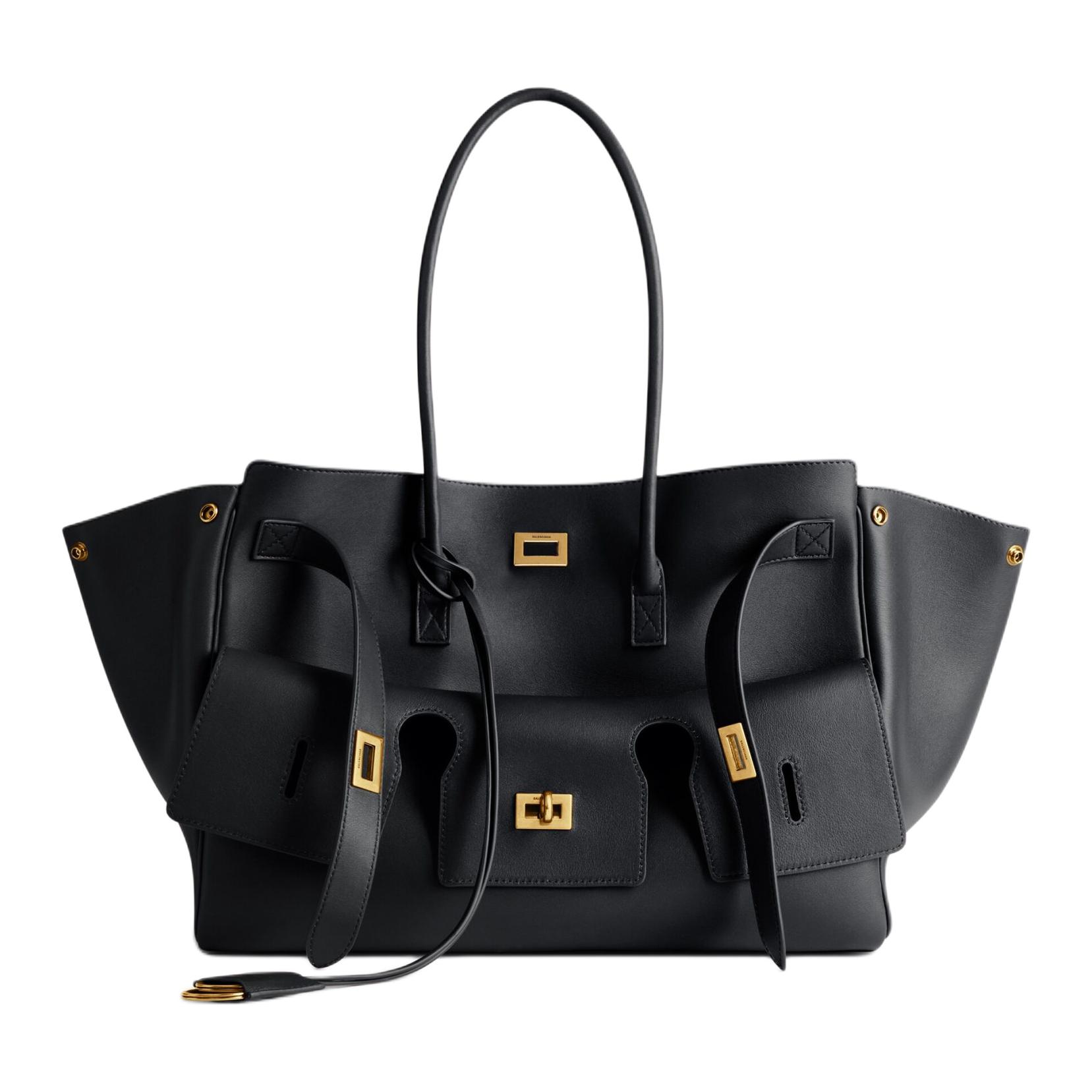 

Bel Air кожаная сумка-тоут из коровьей кожи, шоппер, женская сумка среднего размера черный цвет Balenciaga, Set (Bag+Dust Bag)