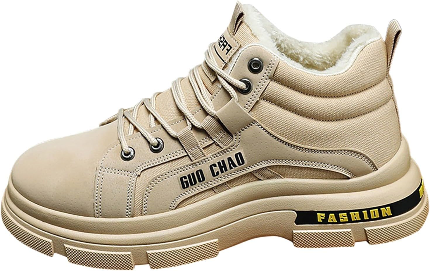 

Мужские зимние ботинки с меховой подкладкой, водонепроницаемые, теплые, шнуровка, противоскользящие, на низком ходу, легкие спортивные походные ботинки Generic, хаки