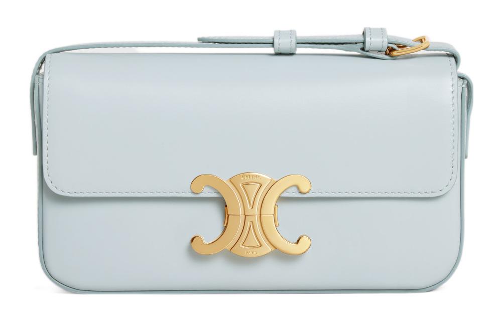 

CELINE Сумка через плечо Triomphe из коровьей кожи, женская сумка, мягкий голубой