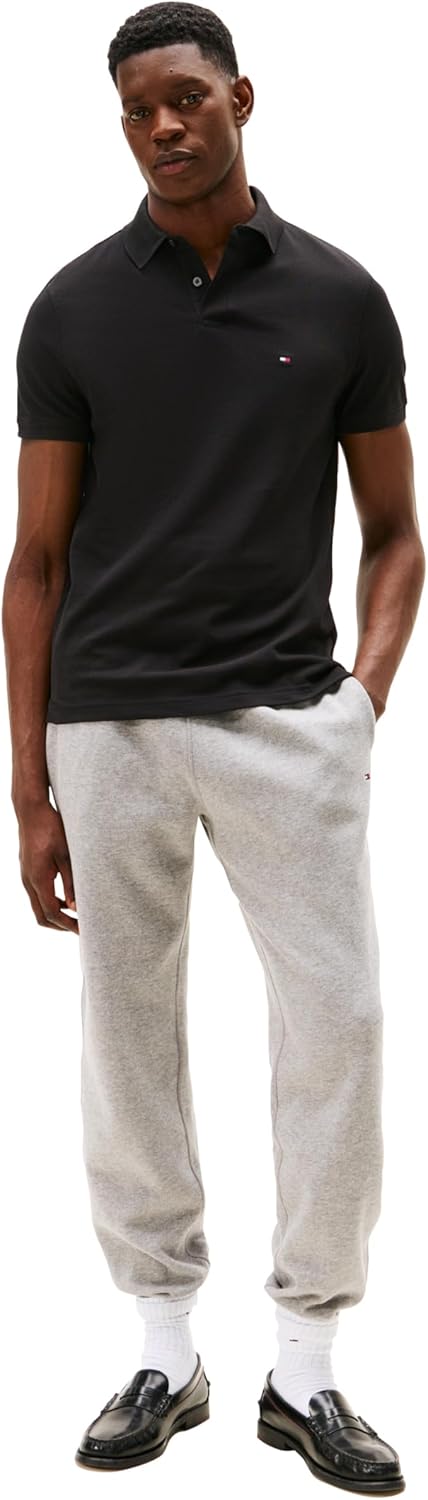 Мужские рубашки поло с короткими рукавами Tommy Hilfiger классического кроя из эластичного органического хлопка пике, Black — фото 3