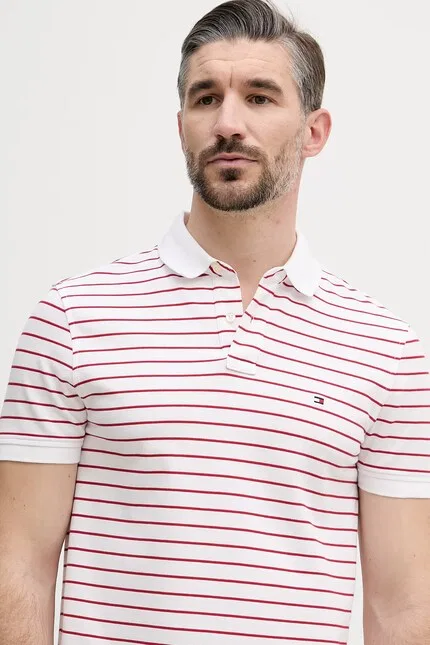 Поло в полоску модель Tommy Hilfiger, красный — фото 4