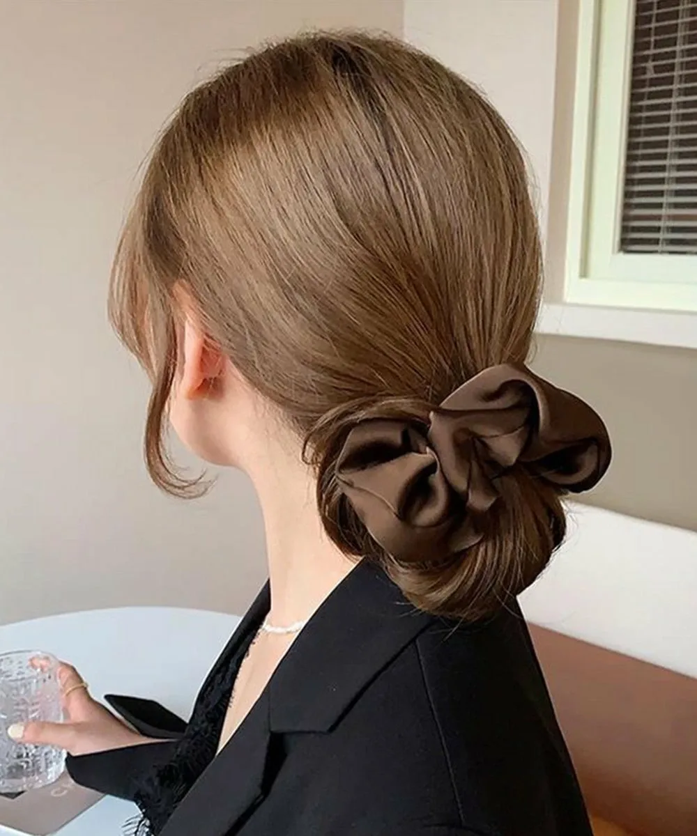 Атласная резинка для волос в корейском стиле, 6 однотонных цветов. Miniministore, brown