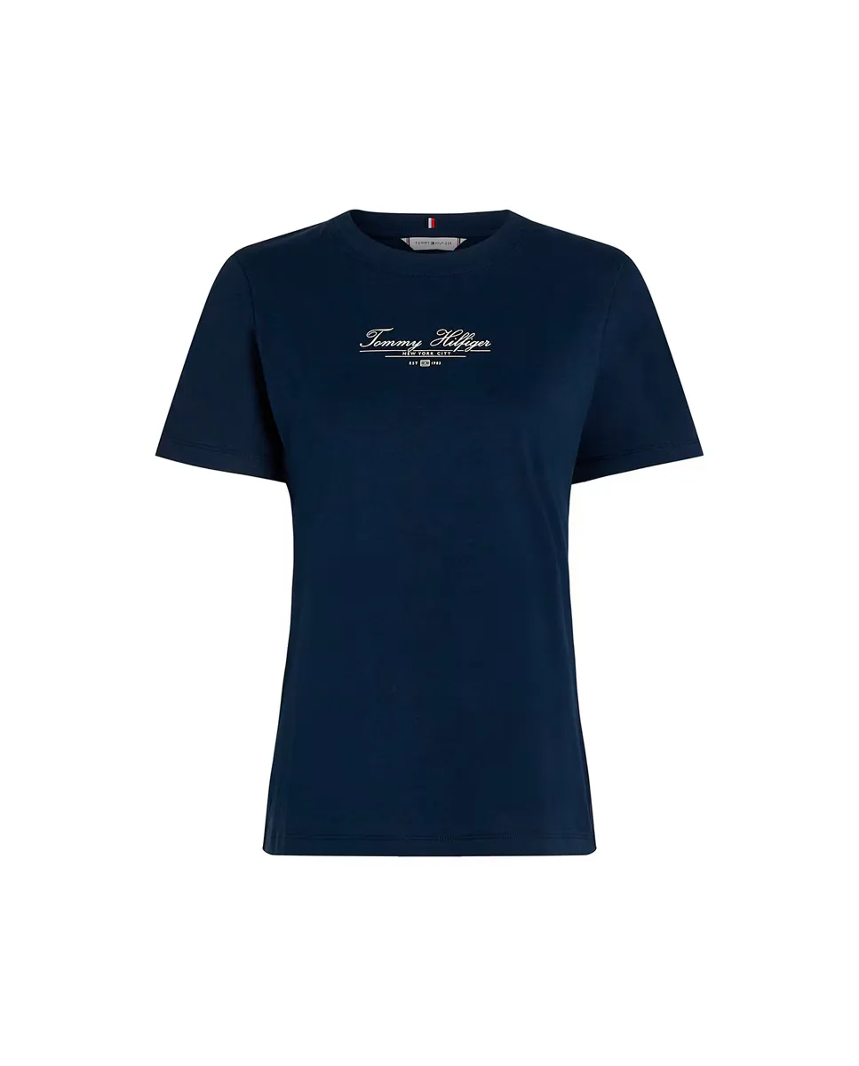 

Женская футболка прямого кроя с короткими рукавами Tommy Hilfiger, темно-синий