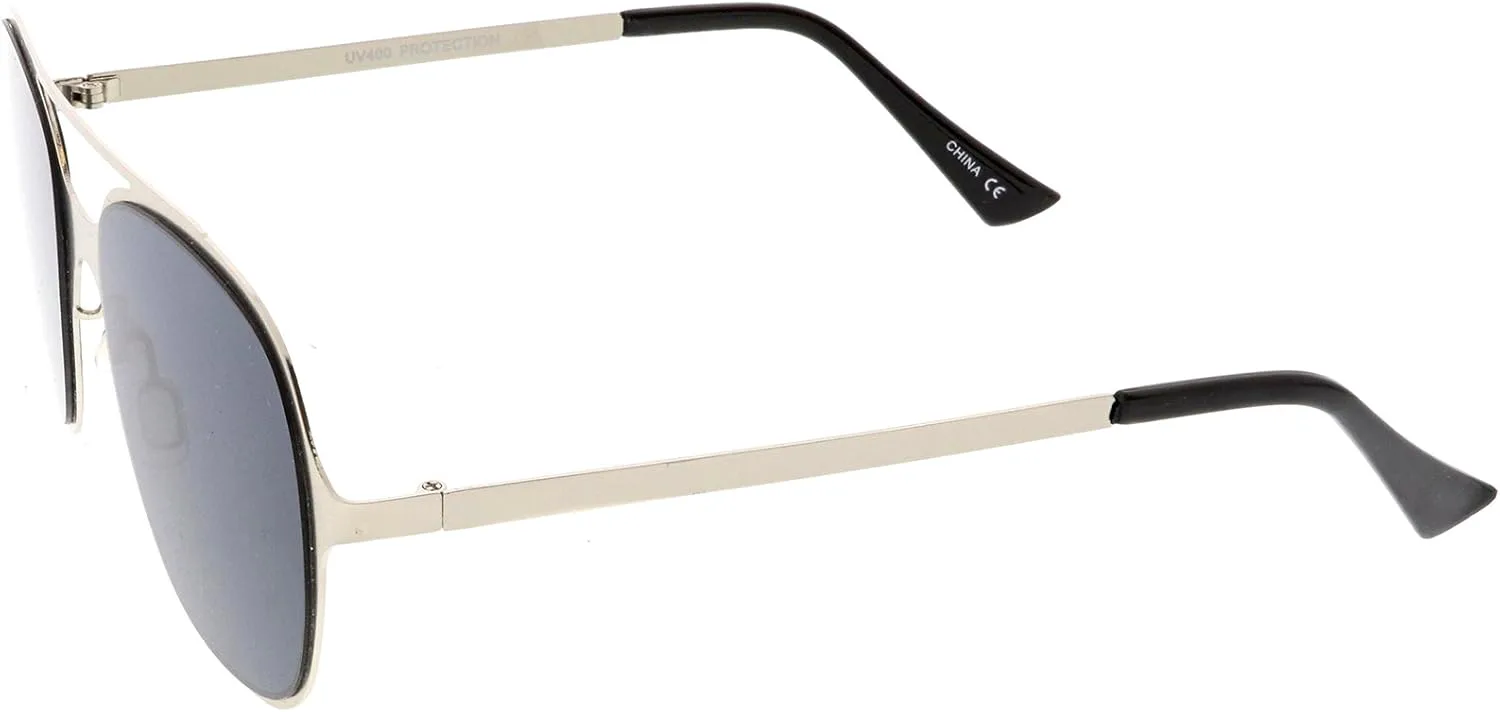 

zeroUV - Элегантные металлические солнцезащитные очки-авиаторы с двойной перекладиной, нейтральным цветом и плоскими линзами, диаметр линз 54 мм, Silver / Smoke