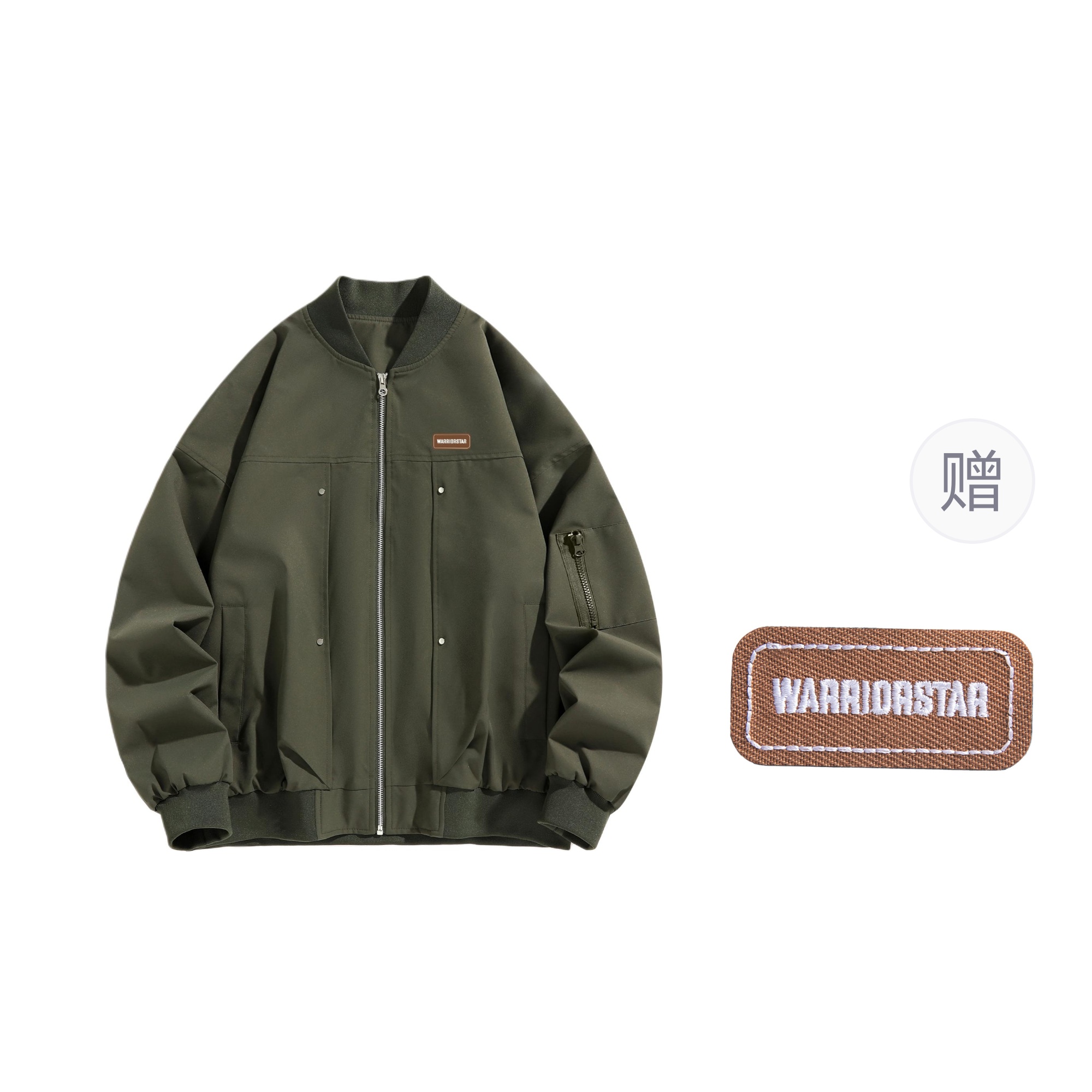 

Куртка Unisex Baseball Collar Moderate WARRIOR, army зеленый[free diy badge]