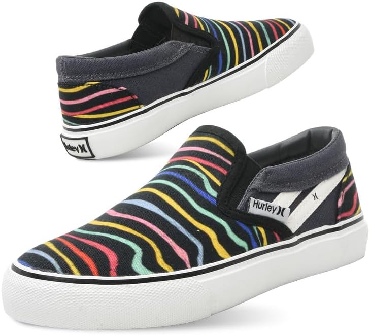 

Детские слипоны Hurley из холщовой ткани - низкие кеды для скейтбординга для детей, спортивная обувь для мальчиков и девочек, повседневные кроссовки, серый