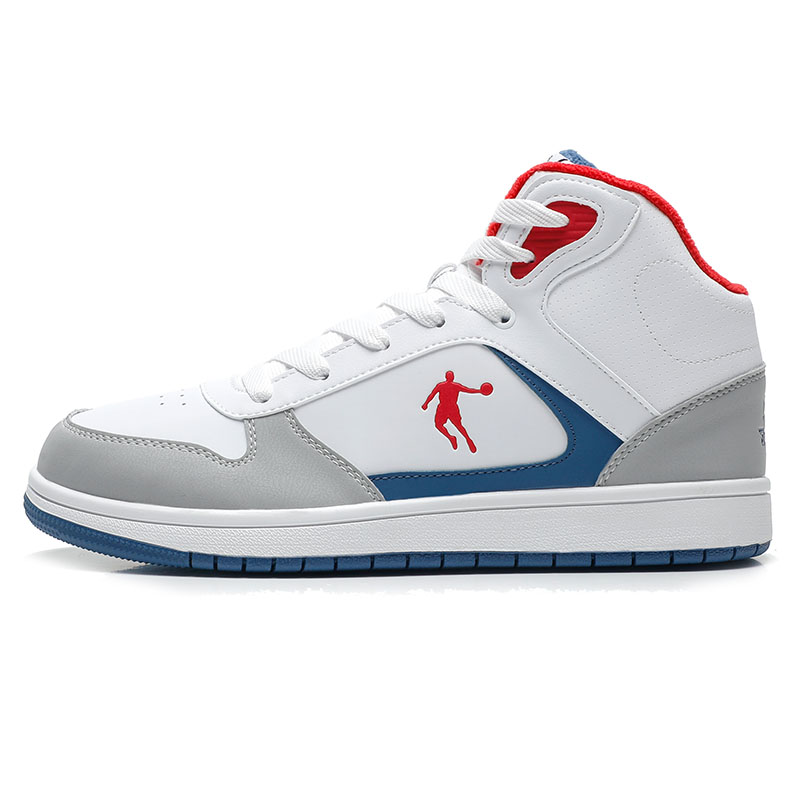 

QIAODAN Нескользящие износостойкие высокие кроссовки для скейтбординга мужские, белые, синие