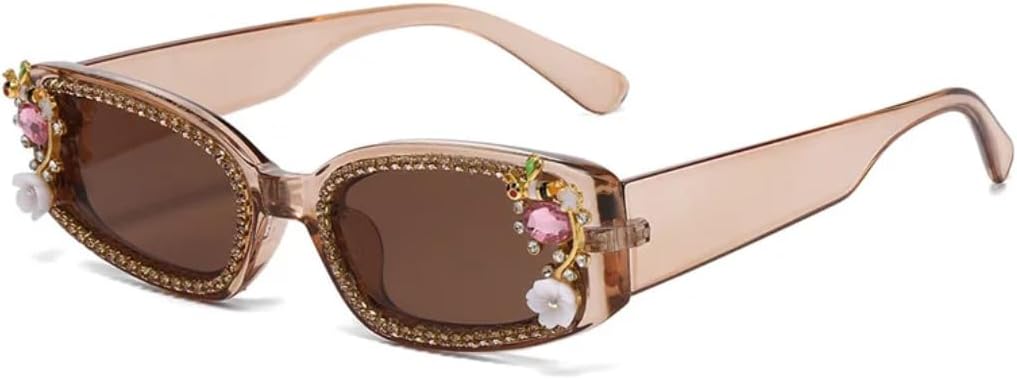 

Женские квадратные солнцезащитные очки Diamond Square, модные, роскошные, со стразами, повседневные, трендовые, конфетных оттенков, защита от УФ-излучения UV400 TVTBBVV, Brown-brown