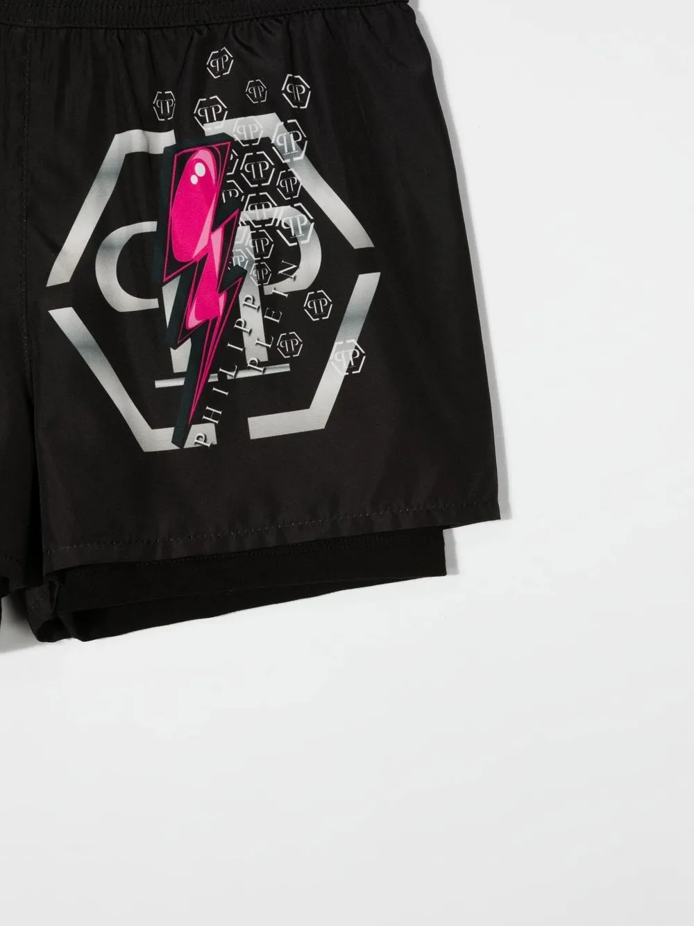 Многослойные плавки-шорты с логотипом Philipp Plein Junior, черный — фото 3