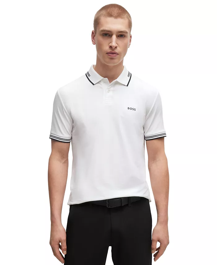 

Мужская поло Slim-Fit из стрейч-хлопка Hugo Boss, белый
