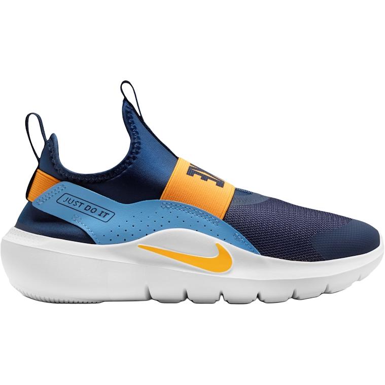 Nike Детские низкие беговые кроссовки Flex Runner 4, темно-синие с оранжевым верхом — фото 3
