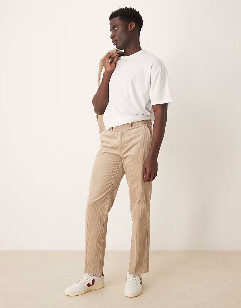 

Вельветовые брюки прямого кроя ASOS DESIGN цвета песочного камня