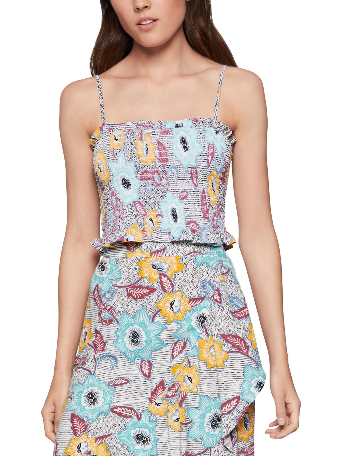 

Женский укороченный топ с цветочным принтом и сборками BCBGeneration, кремовый